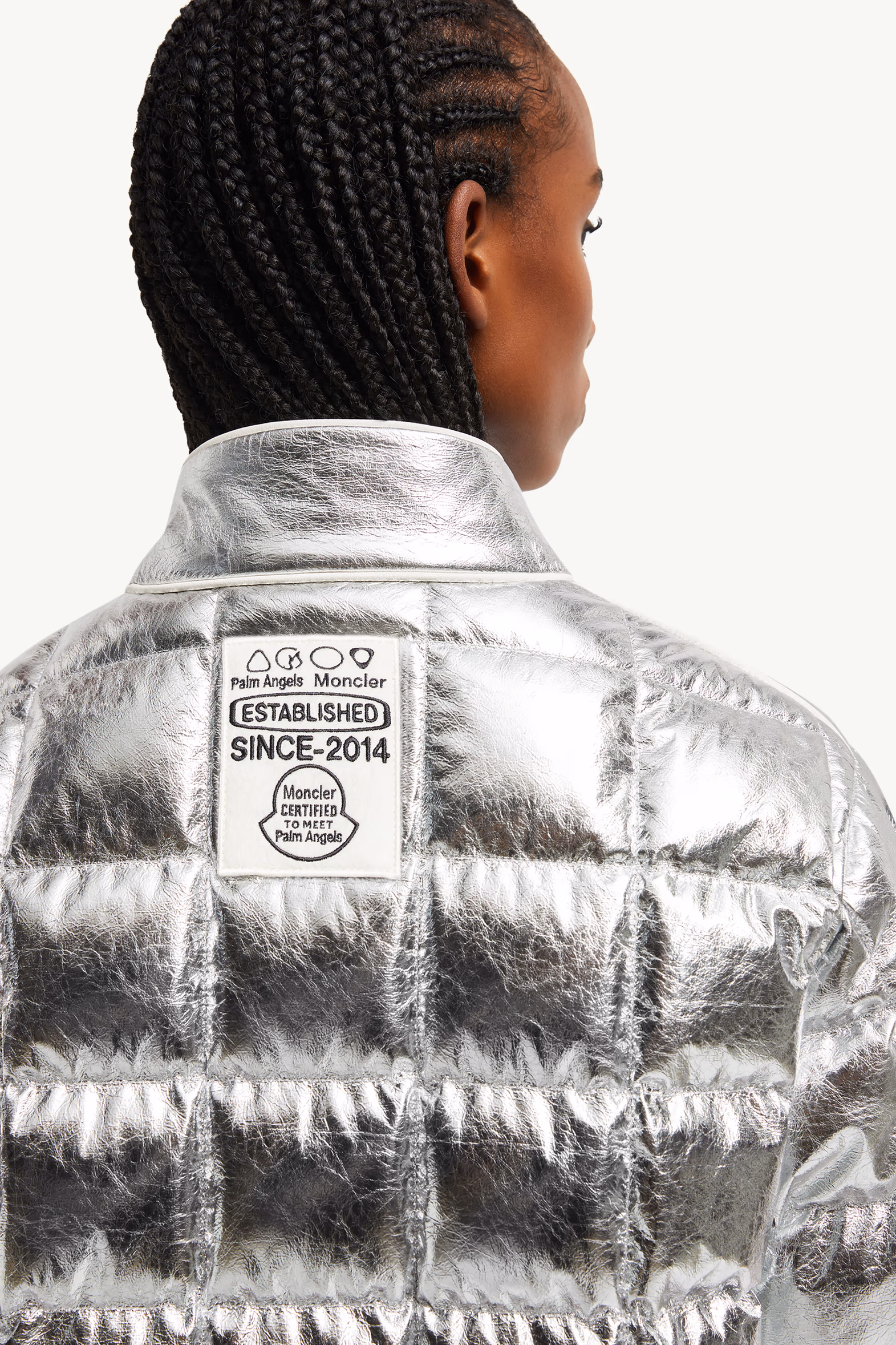 Moncler x Palm Angels Flykra Short Down Jacket Women Silver Moncler 8